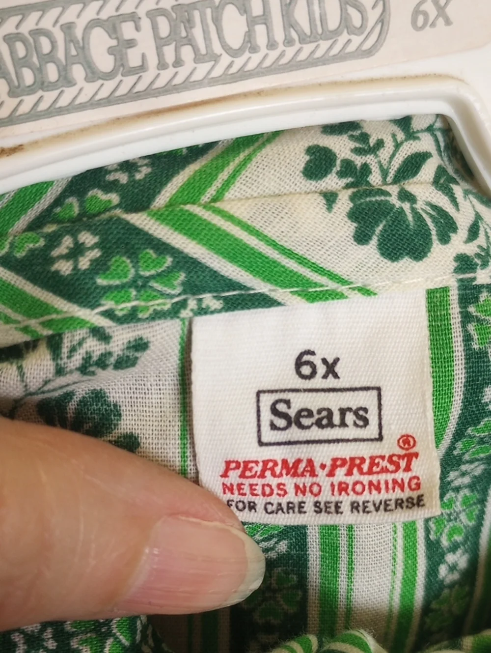 Sears Perma-Prest Green & White Vtg Pleated Irish Shamrock 2-Piece Dress, Sz 6X